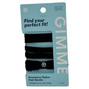 GIMME 5 Piece Black Seamless Nylon Hair Bands - Find Your Perfect Fit!